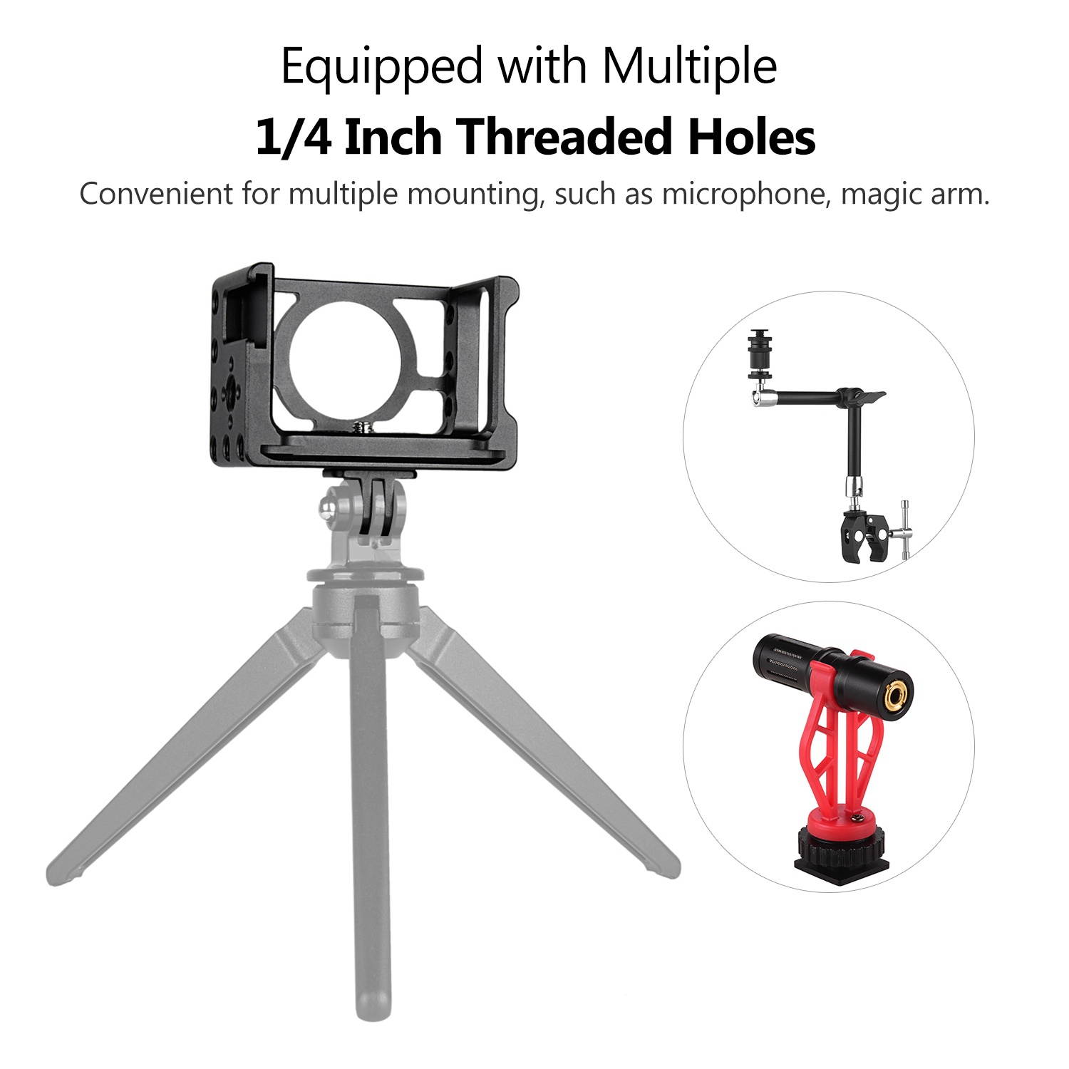 Andoer Metal Camera Cage Mount Protective Case with 1/4 Inch Screws Cold Shoe Compatible with SONY RX100 VI VII Cameras