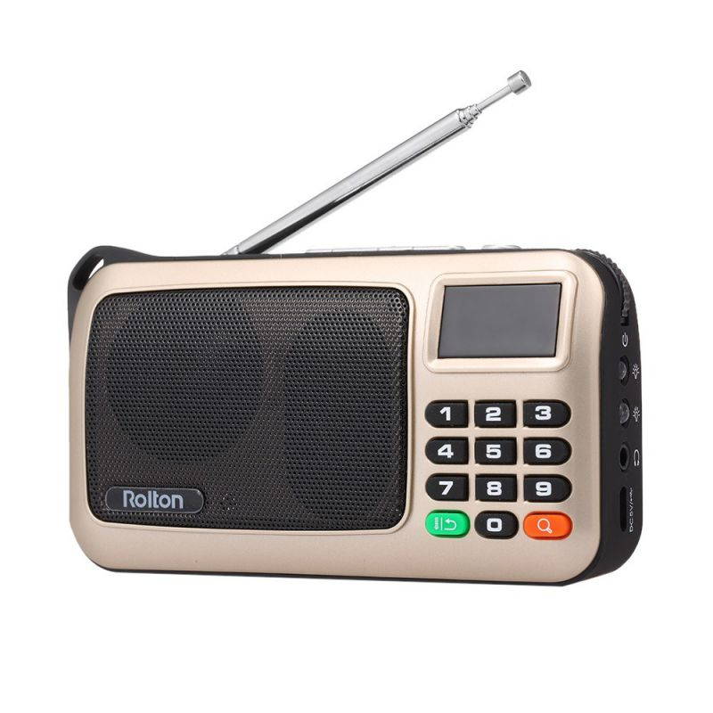 Rolton W405 FM Digital Radio Portable USB Wired Computer Speaker HiFi Stereo Receiver w/ Flashlight LED Display Support TF Music Play