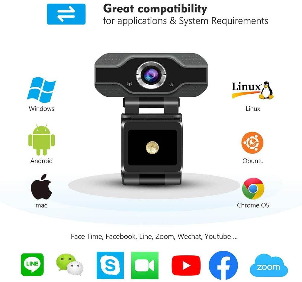 1080P Full HD Webcam, Streaming Web Camera with Microphones, Webcam for Gaming Conferencing & Working, Laptop or Desktop PC, USB Computer Camera for Mac Xbox YouTube Skype etc