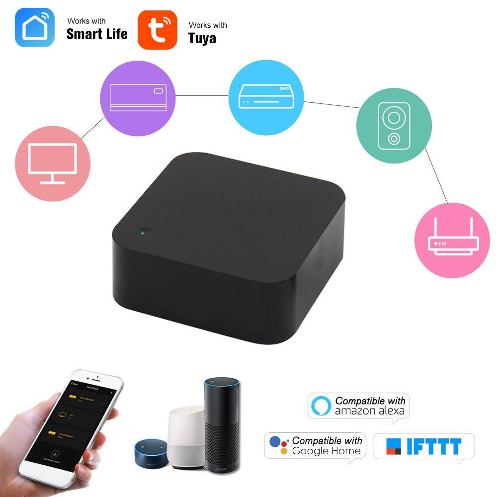 Smart WiFi IR Remote Control WiFi(2.4Ghz) Enabled Infrared Universal Remote Controller For Air Conditioner TV DVD Fan Using Tuya Smart Life APP Compatible with Alexa Google Home IFTTT Voice Control
