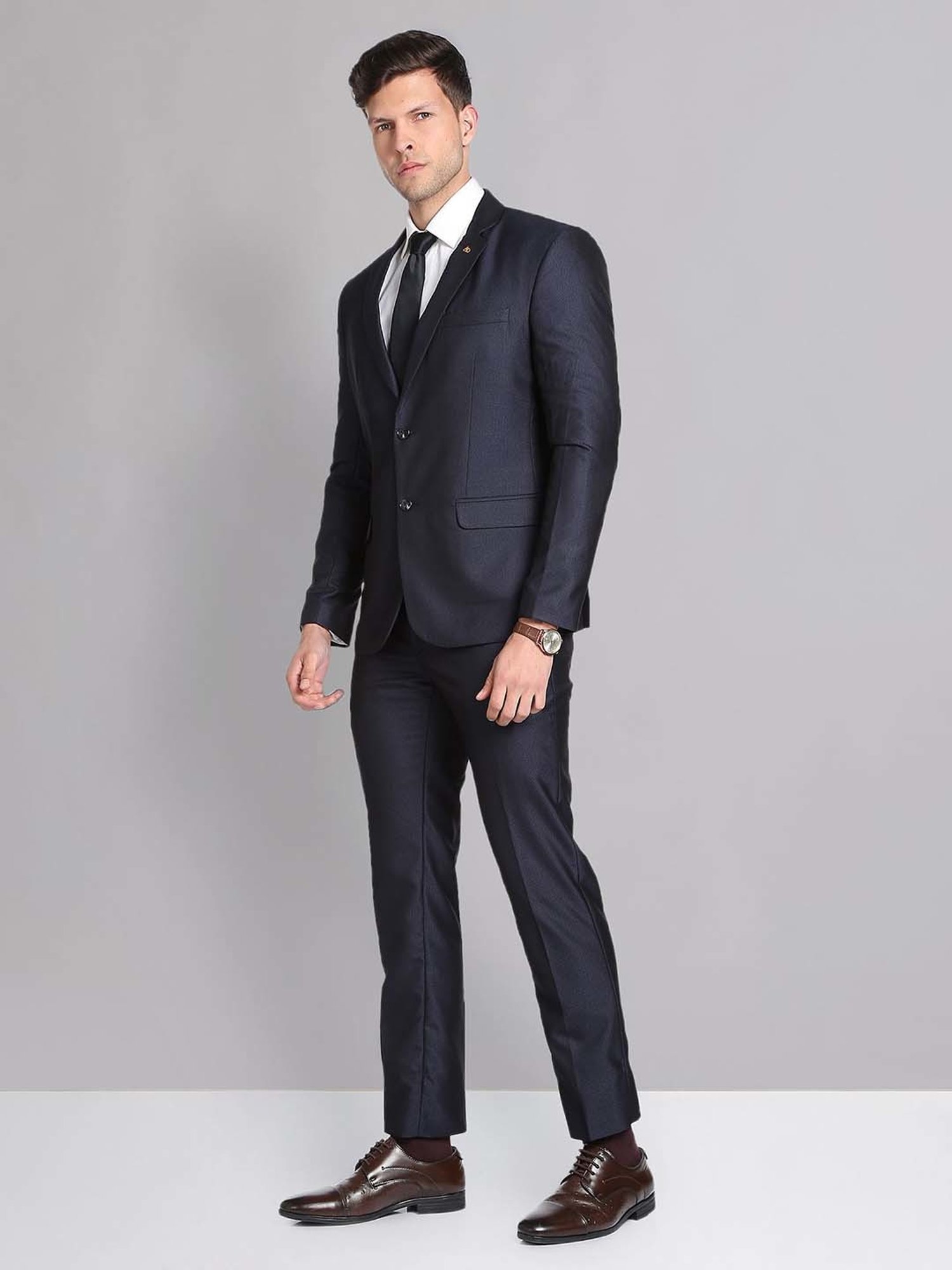 AD by Arvind Navy Regular Fit Two Piece Suit