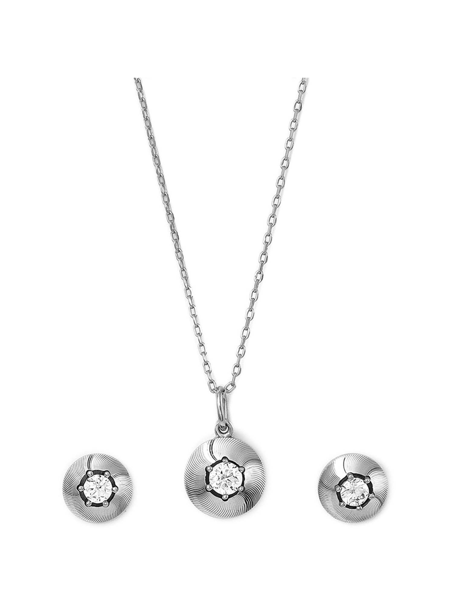 Silberry 92.5 Sterling Silver Round Illusion Pendant Set