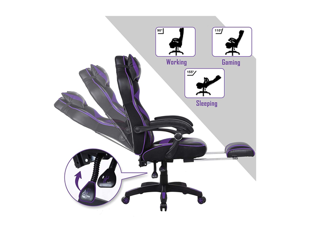 Gaming Chair, Racing Style Computer Desk Chair Padded Armrests Ergonomic Lumbar Support Adjustable Height