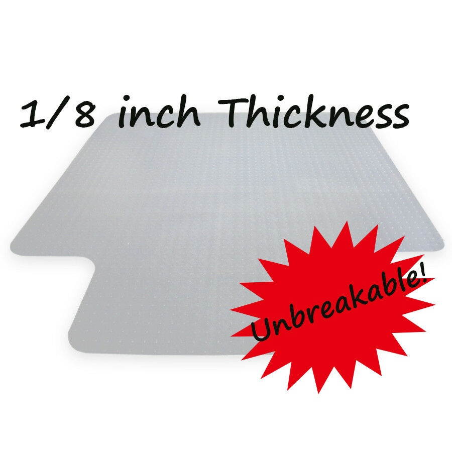 PVC Chair Floor Mat 48'' x 36" for Carpets up to 3mm Thick, Rectangular With Lip