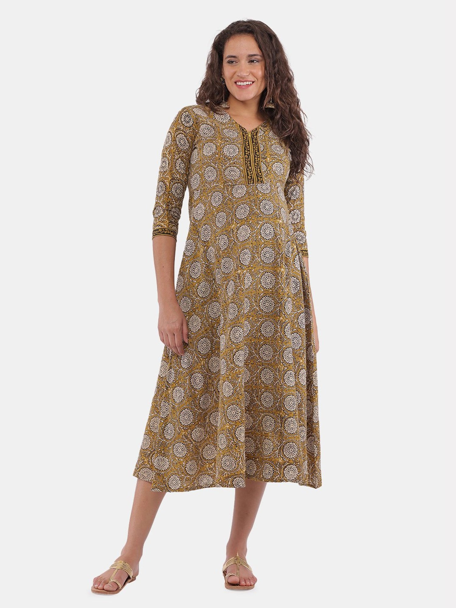 The Mom Store Olive Printed Maternity Dress