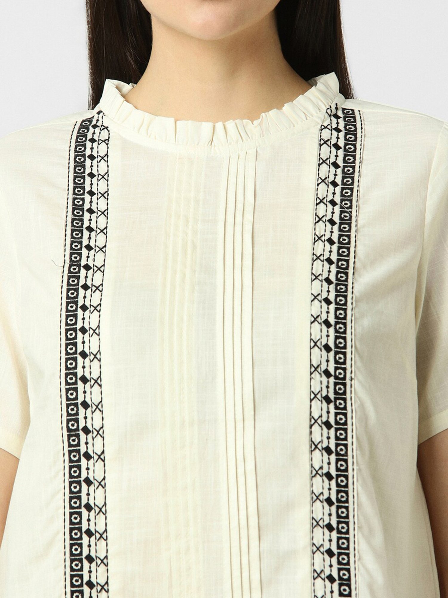 Van Heusen Beige Cotton Printed Top