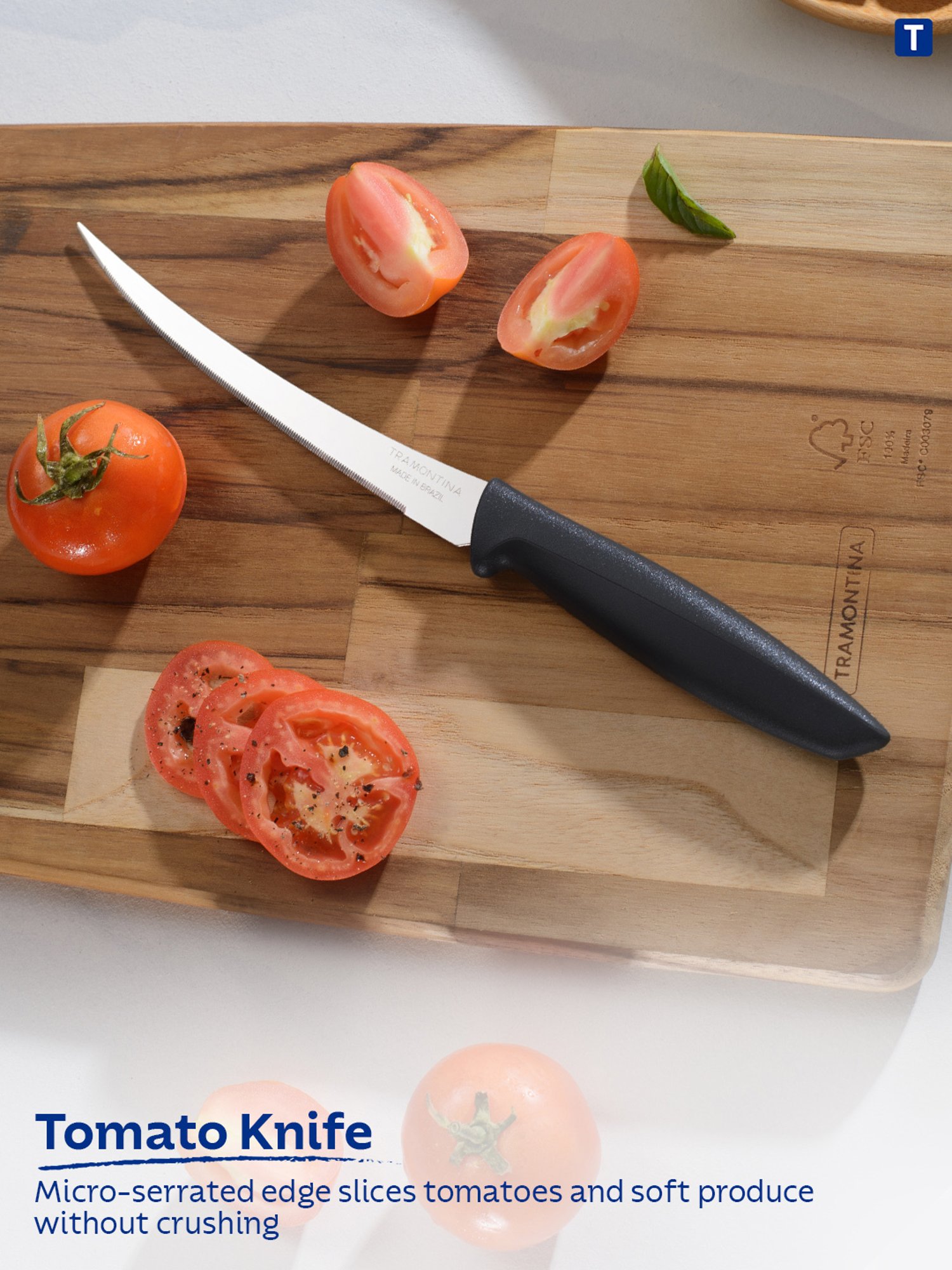 Tramontina Plenus Stainless Steel Set of 3 Knife, Vegetable Knife, Tomato Knife & Kitchen Knife