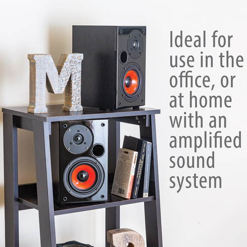 Deco Home DHPAS100 Passive 140W Bookshelf Speaker Set, 5-inch Woofer with Dome Tweeter, Modern Dark Wood Finish with Red Woofer Cone