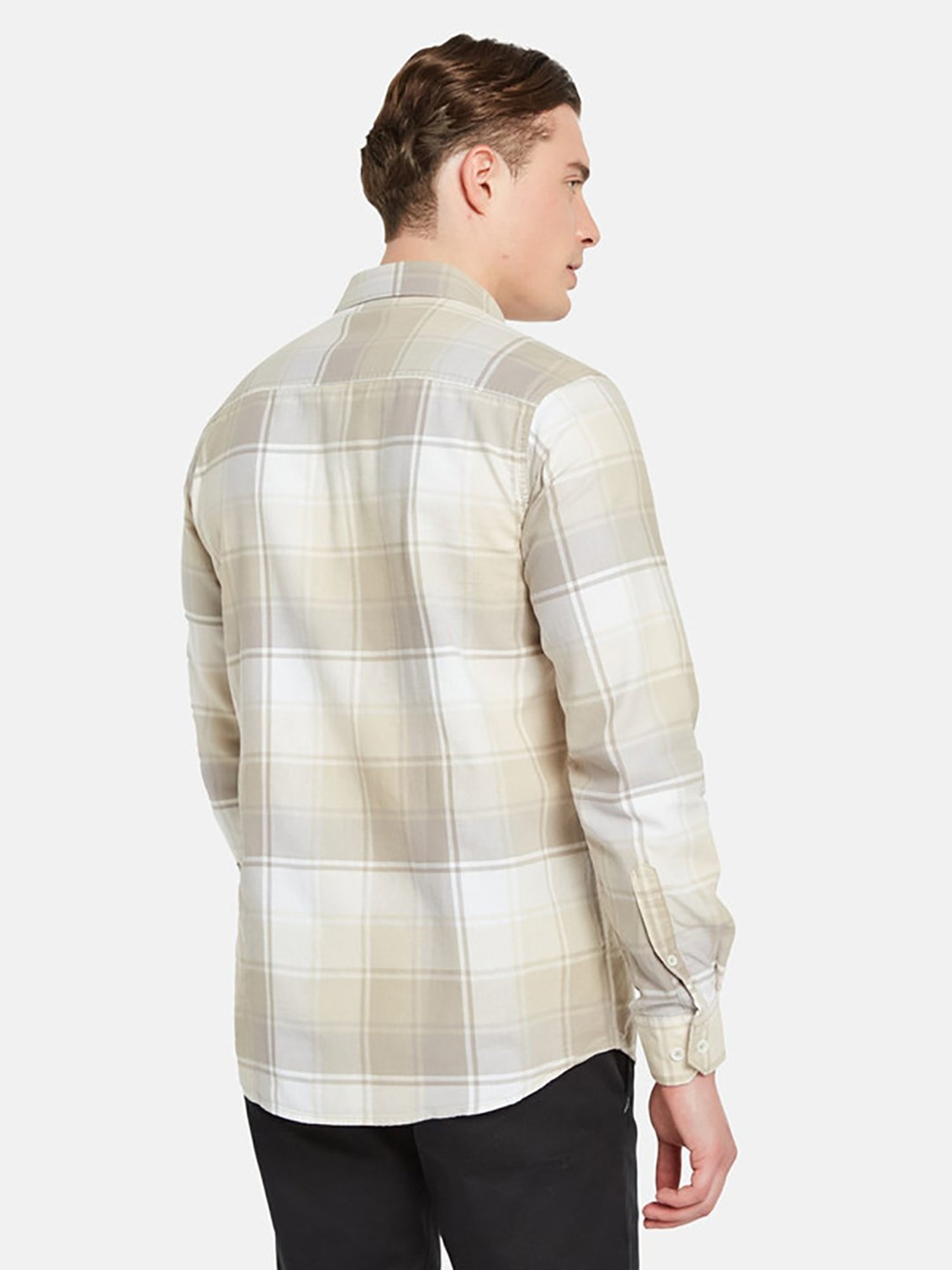 METTLE Light Brown Regular Fit Check Shirt
