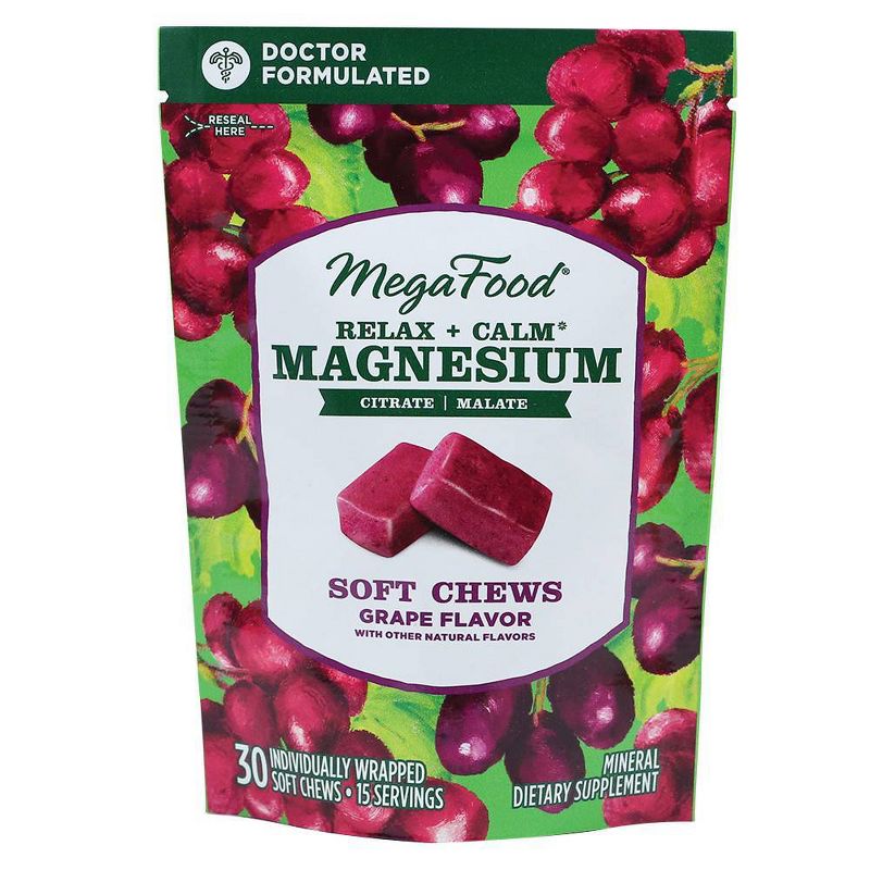 MegaFood Relax Calm Magnesium Soft Chews - Grape - 30ct