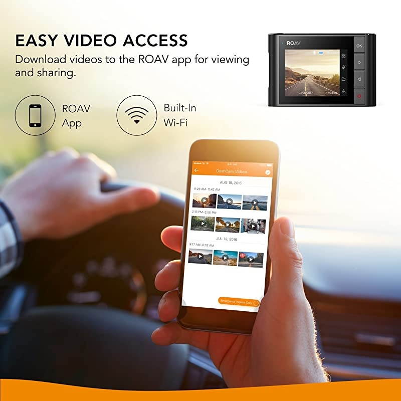 by Anker DashCam A1, Dash Cam for Car, Driving Recorder, 1080p FHD LCD Screen, Nighthawk Vision, Wide Angle Lens, Wi-Fi, G-Sensor, WDR, Loop Recording, Night Mode, Motion Detection, Dedicated App