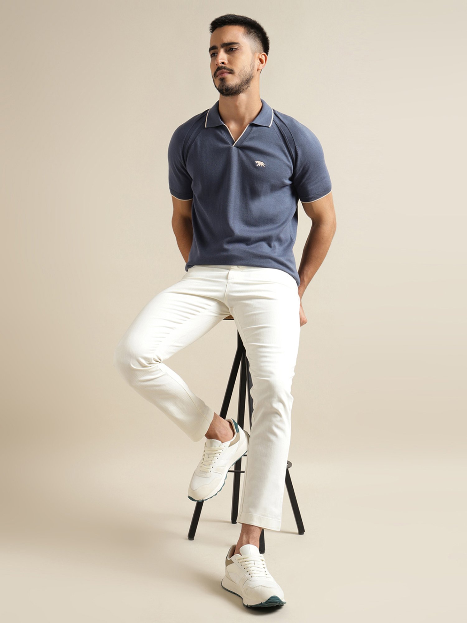 ANDAMEN Slate Grey Regular Fit Polo T-Shirt