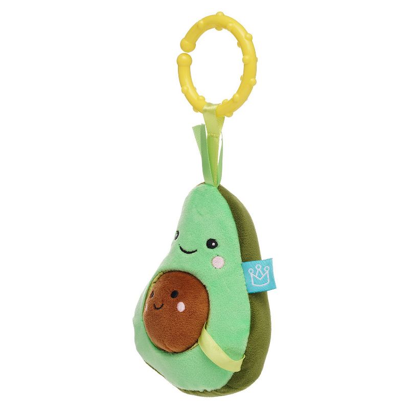 Manhattan Toy Mini-Apple Farm Avocado Baby Travel Toy with Rattle, Chime, Crinkle Fabric & Teether Clip-on Attachment