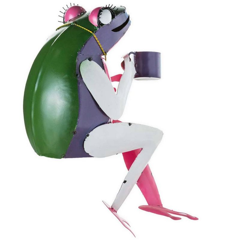 Recycled Metal Tea Frog Garden Art