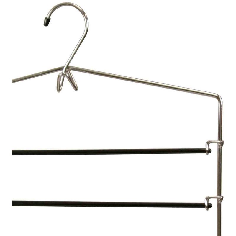 Home Basics 4 Tier Trouser Hanger with Non-Slip PVC Coated Swinging Arms and Built-In Accesory Hook