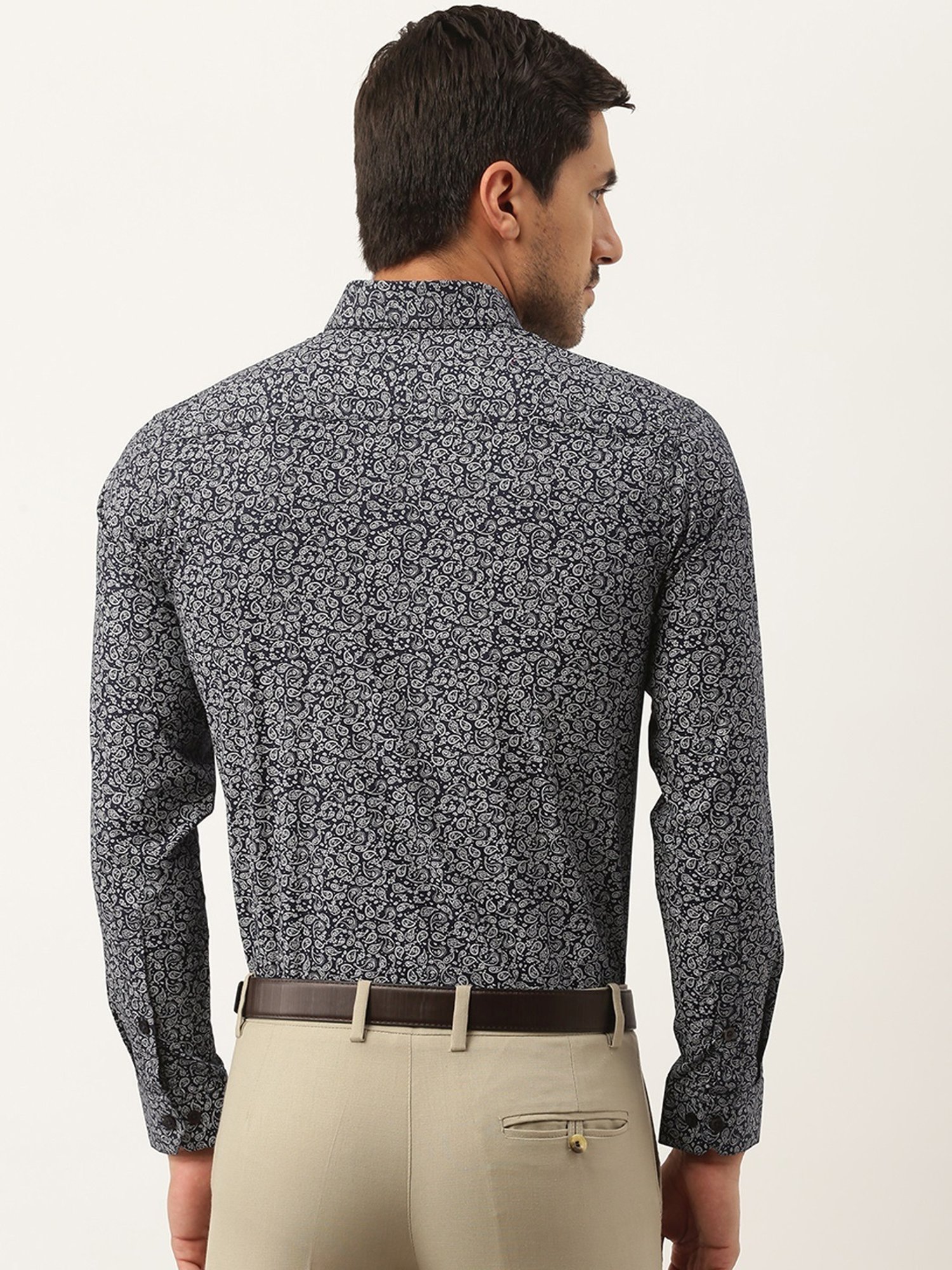 Sojanya Navy Cotton Regular Fit Printed Shirt