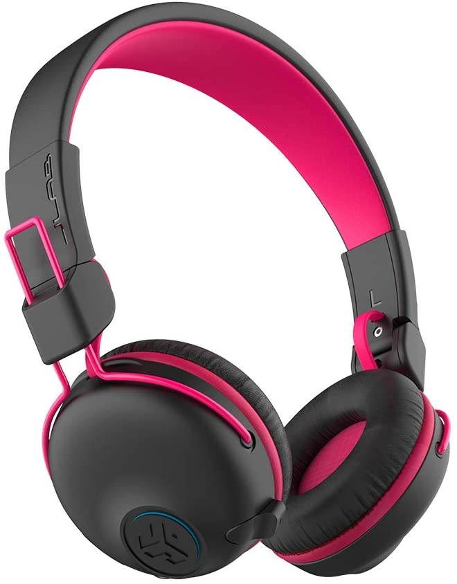 JLab Audio JBuddies Play Gaming Wireless Kids Headset | Pink | 22+ Hour Bluetooth 5 Playtime 60ms Super-Low Latency for Mobile Gameplay | Retractable Boom Mic | AUX Cord Compatible w/Gaming Consoles