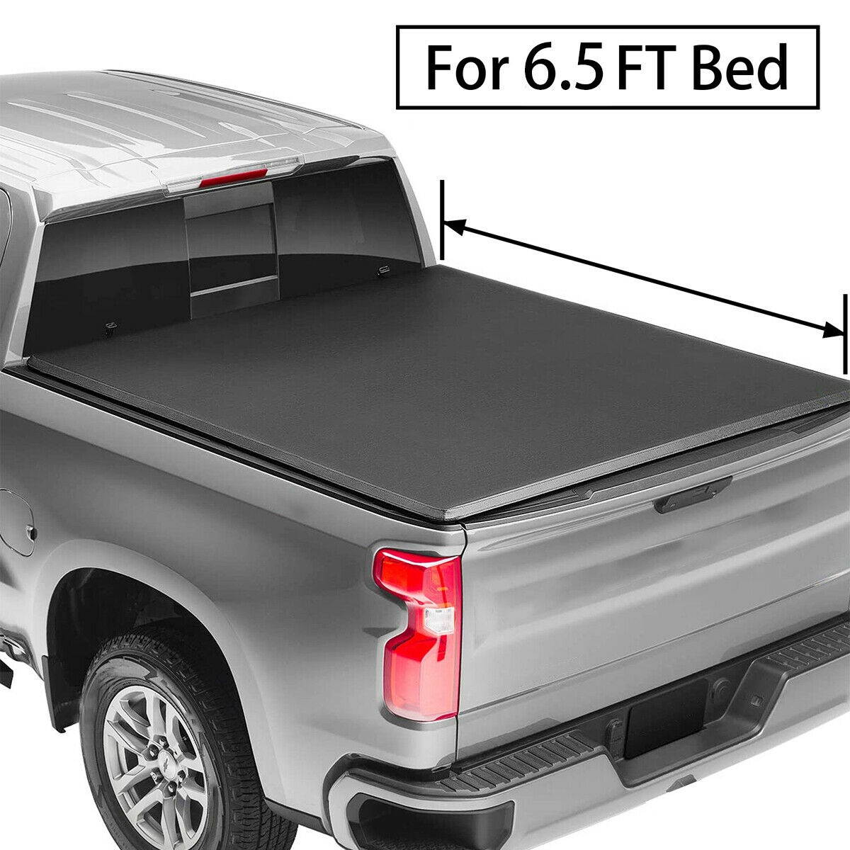 For 2009-2020 Dodge Ram 1500 6.5ft Truck Bed Soft Tri-Fold Tonneau Cover Black