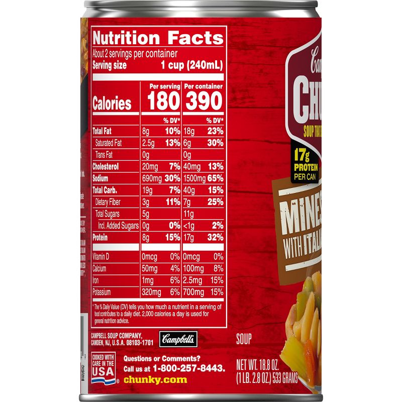 Campbell's Chunky Soup Sausage Minestrone - 18.8oz