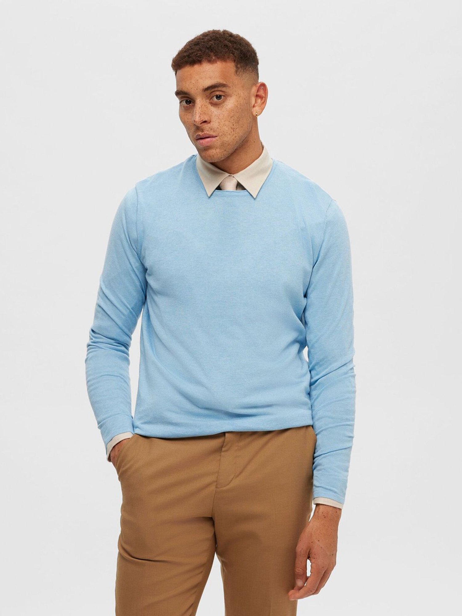 SELECTED HOMME Light Blue Regular Fit Sweater
