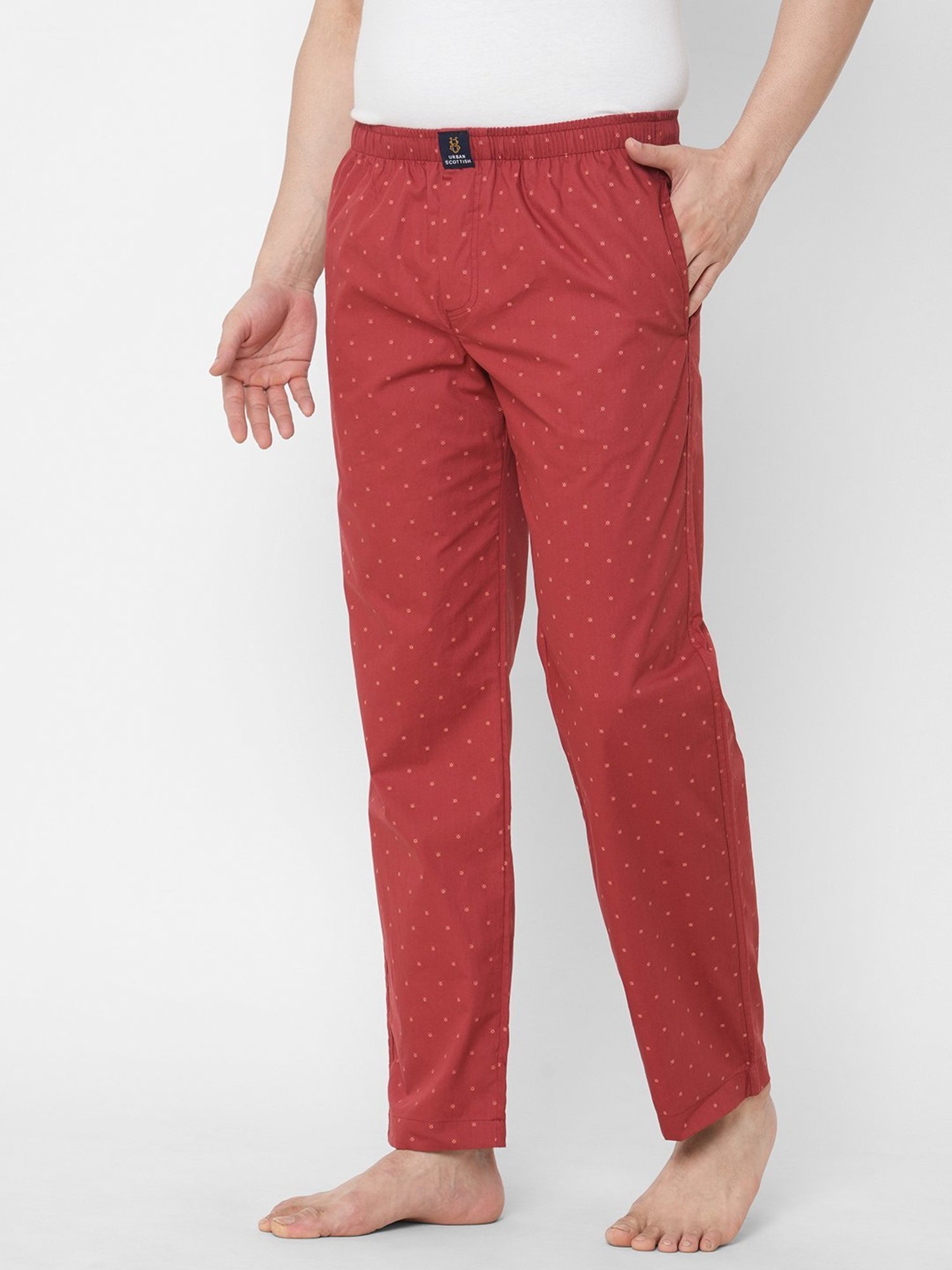 Urban Scottish Maroon Regular Fit Printed Nightwear Pyjamas