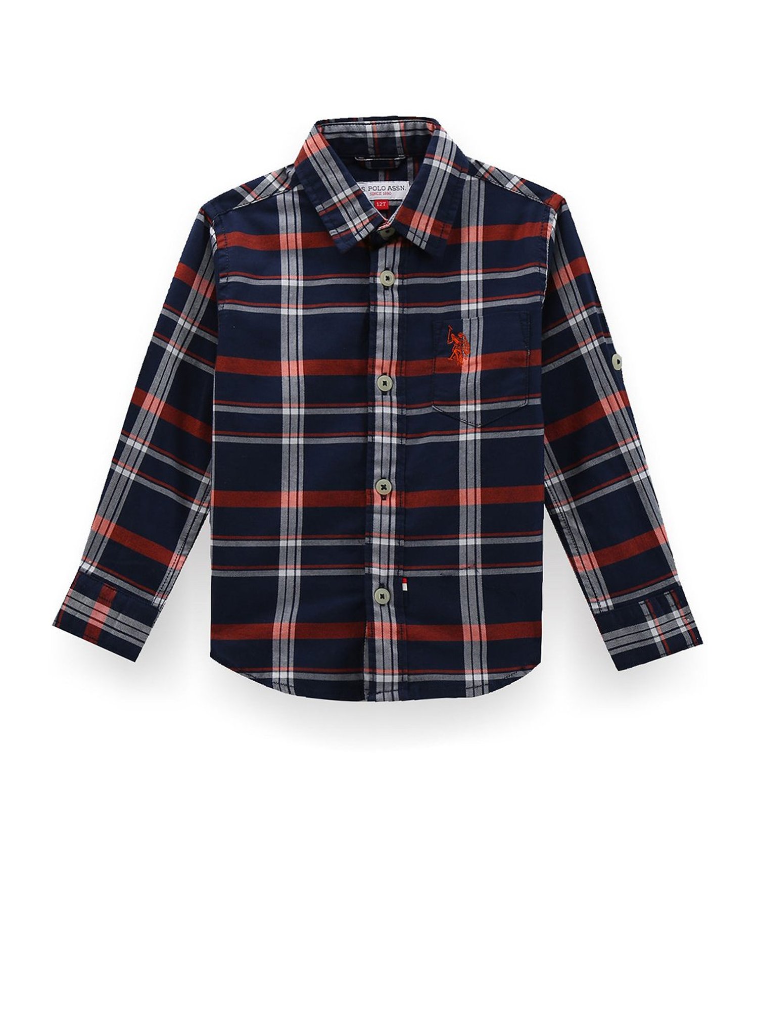 U.S. Polo Assn. Kids Navy Checks Full Sleeves Shirt