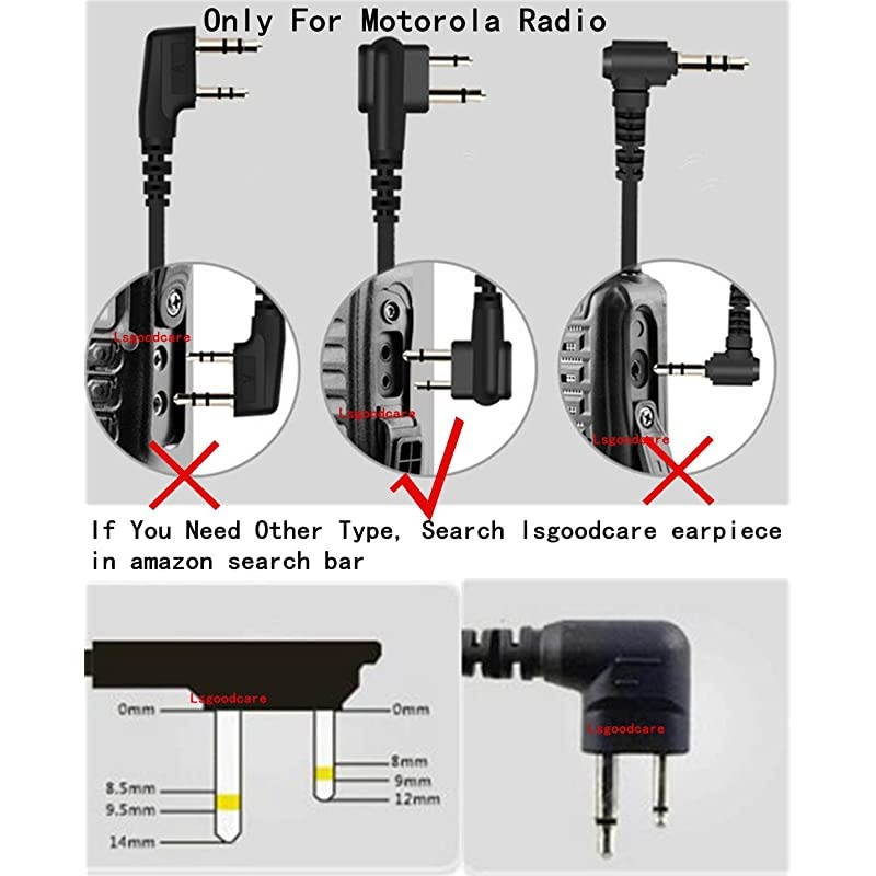 2-Pin Advanced G Shape Police Earpiece Headset PTT with Mic Compatible for Motorola 2 Way Radio CP040 CP200 XTNi DTR VL50 Walkie Talkie Earphone -Pack of 10
