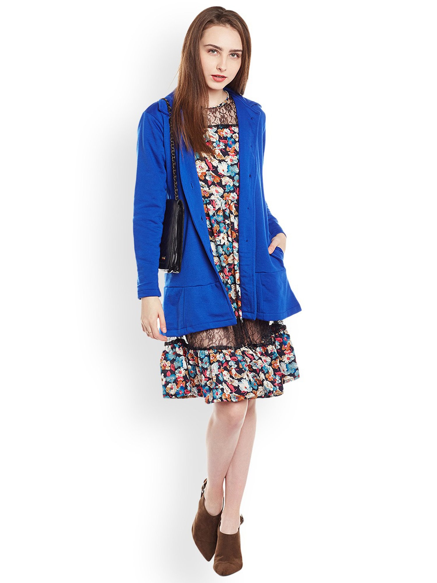 Belle Fille Royal Blue Regular Fit Coat