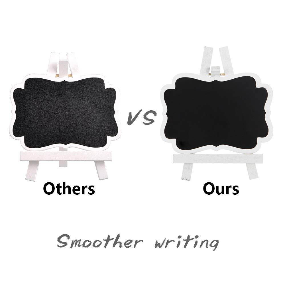 16 Pack Mini Chalkboard Sign with Framed Stand and Easel, Best Rustic Decoration for Tabletop Numbers and Food Labels for Weddings, Birthday Parties, Graduation, 2 Design Small Rectangle Blackboard