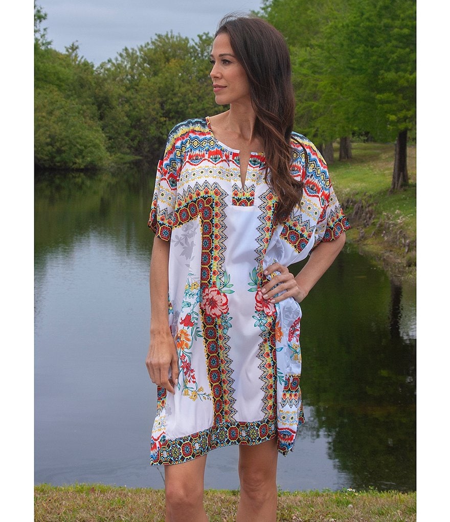 Karyn Seo Andi Printed Short Sleeve Caftan Dress