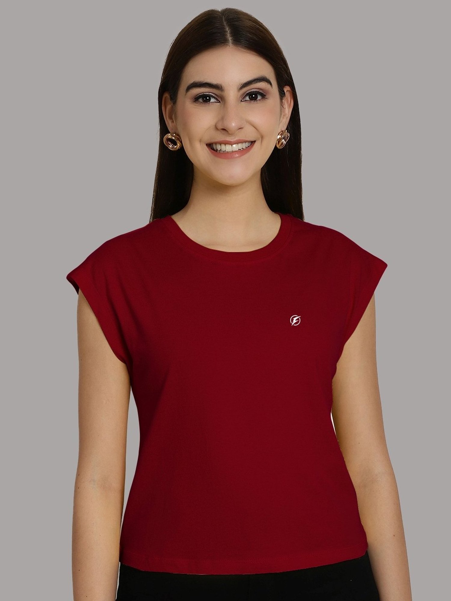 Friskers Orange & Maroon Slim Fit Sports T-Shirts - Pack Of 2