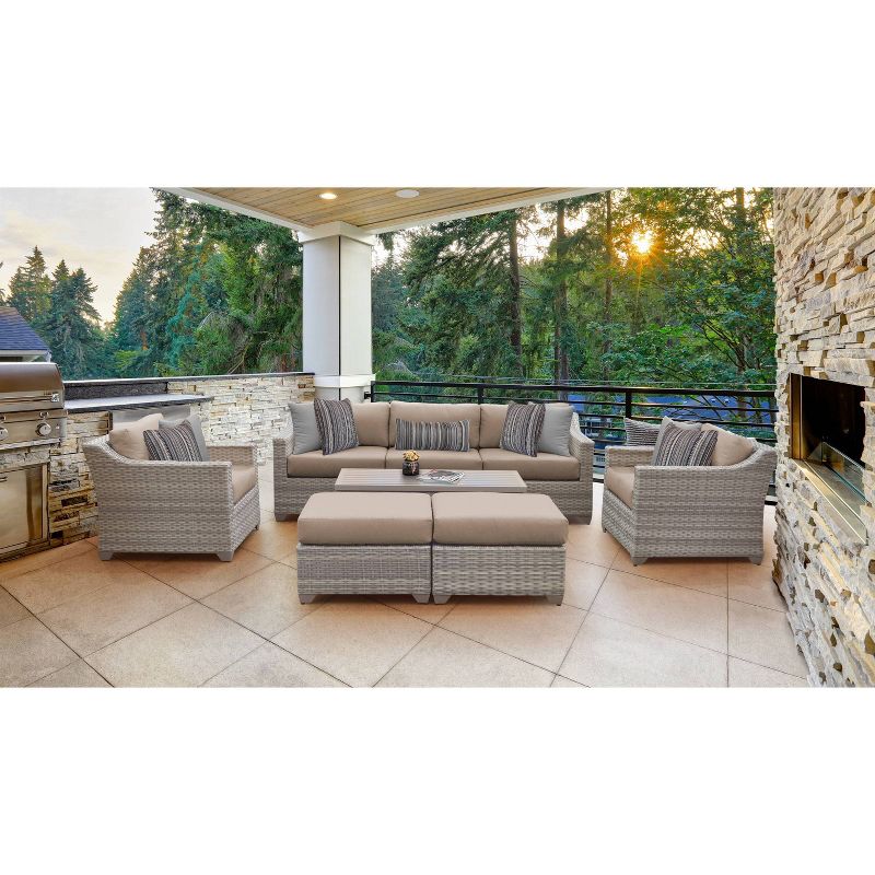 3pc Outdoor Wicker Conversation Set with Sofa Chairs & Table - Crestlive Products