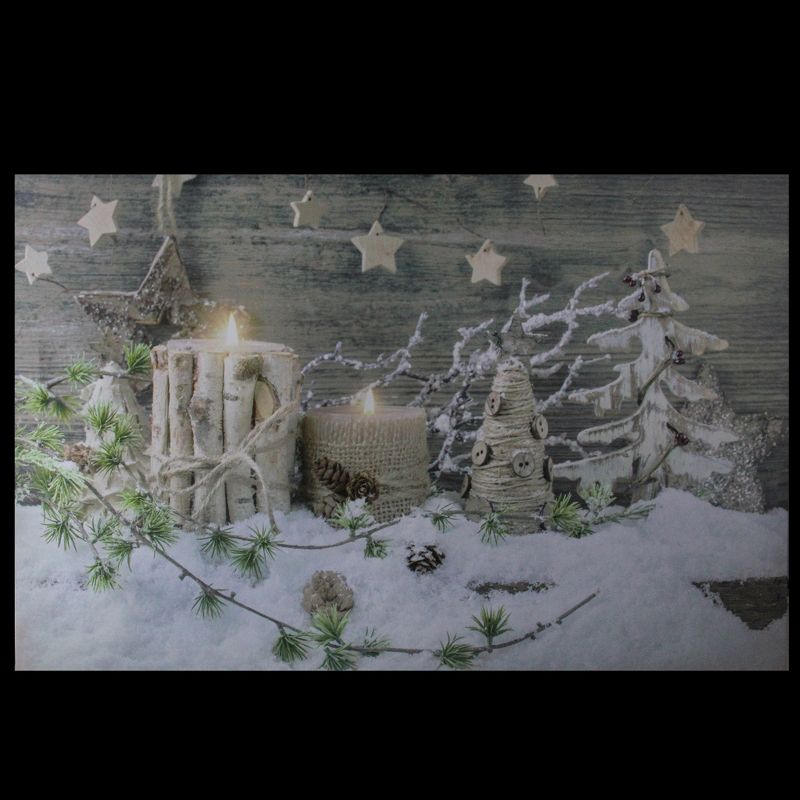 Northlight Country Rustic Winter Christmas LED Lighted Canvas Wall Art 23.5" x 15.5"
