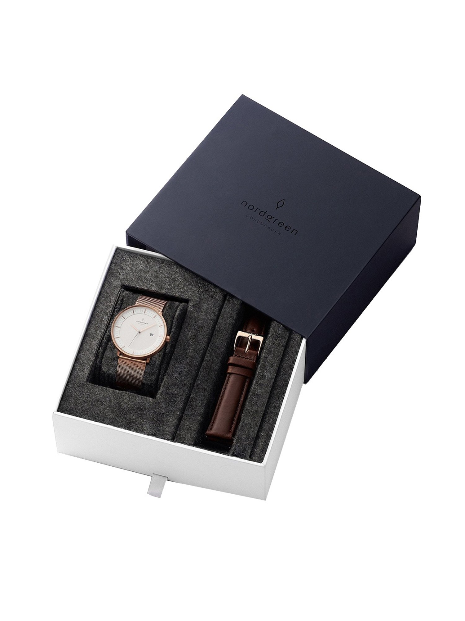 Nordgreen PH36RGXXMEROLEBR Philosopher-Bundle Unisex Analog Watch with Strap Set Combo