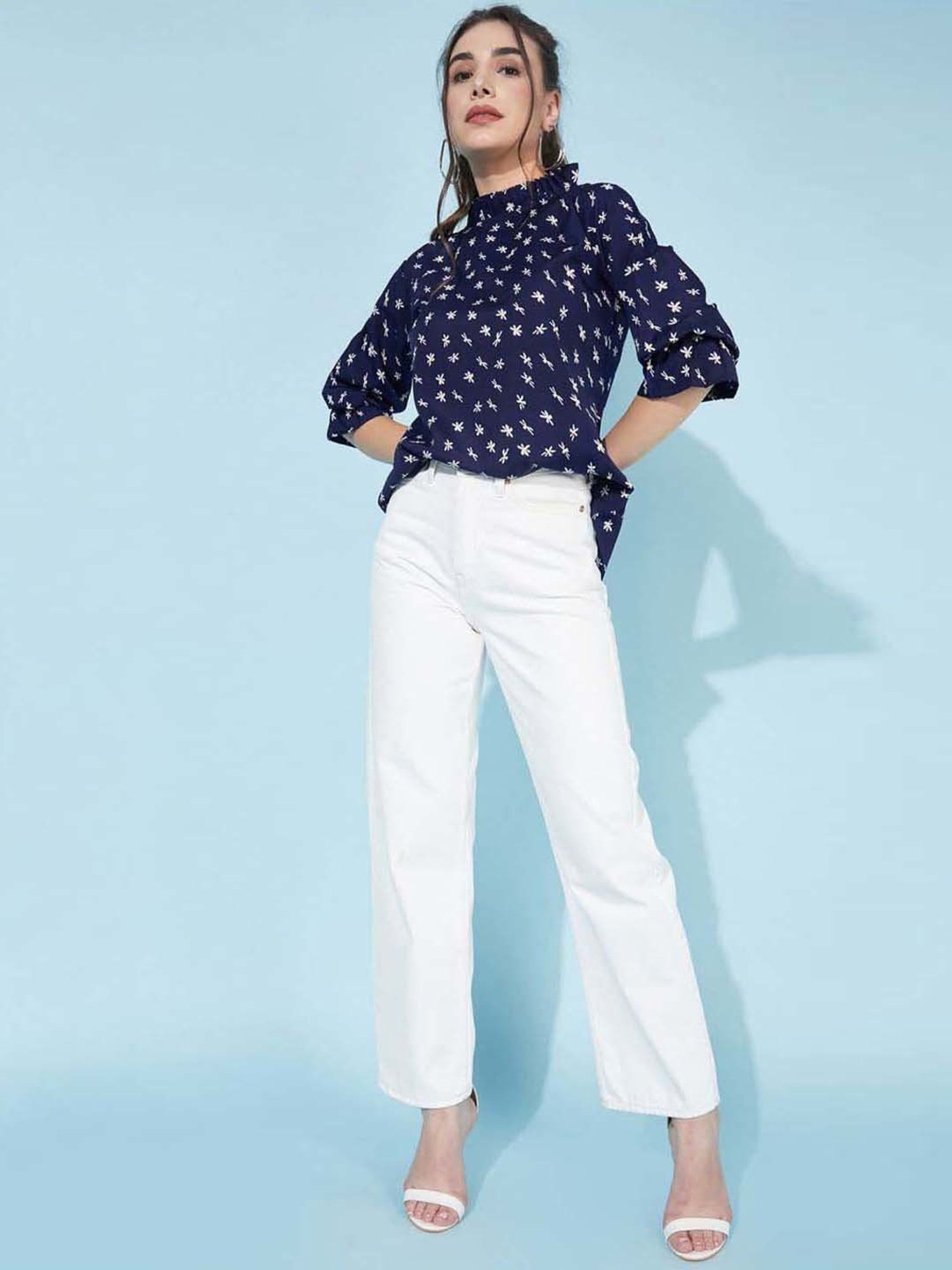 SELVIA Blue Printed Top