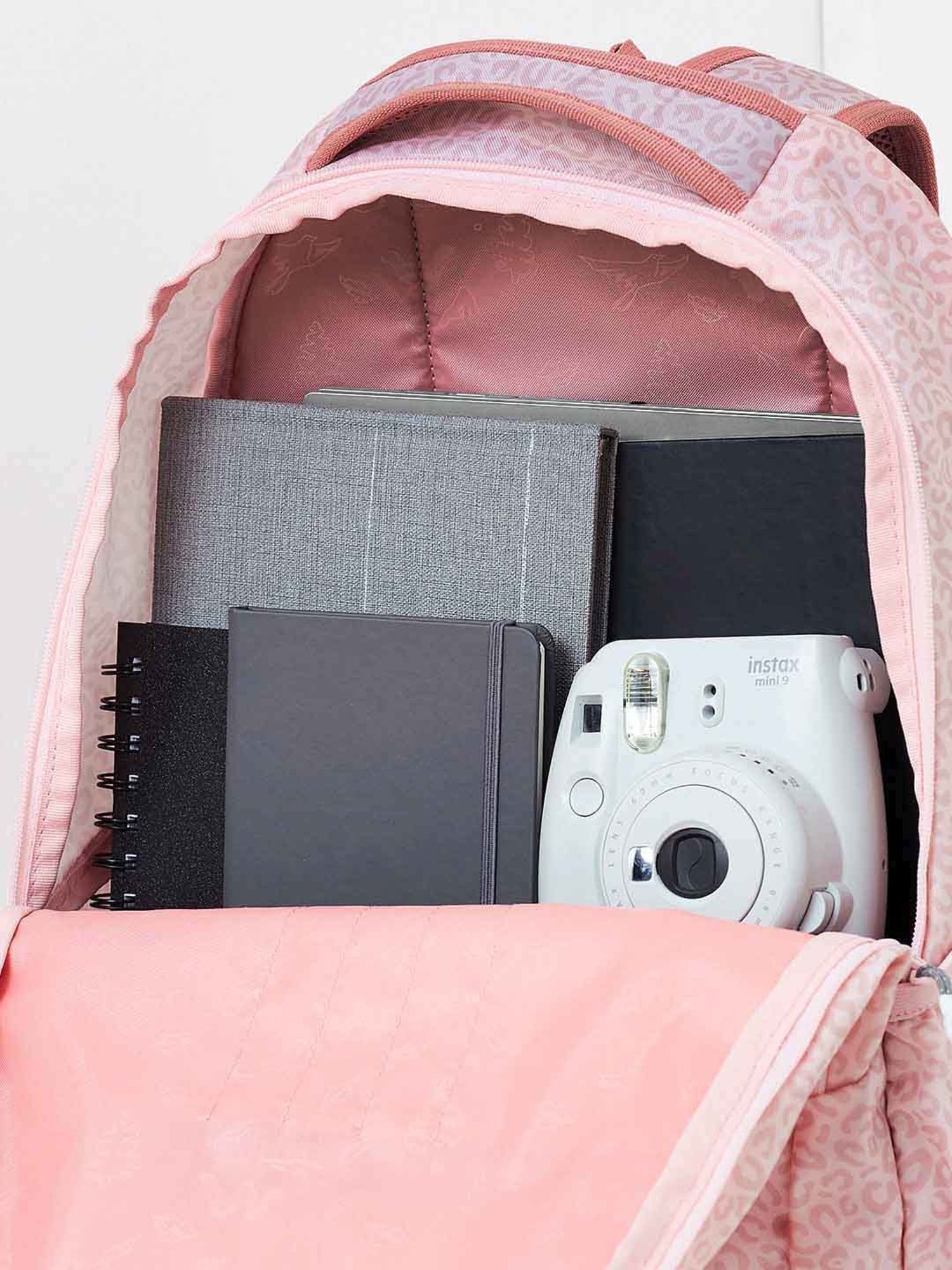 Wiki Back to School 2 Peach Polyester Printed Backpack - 30 Ltrs