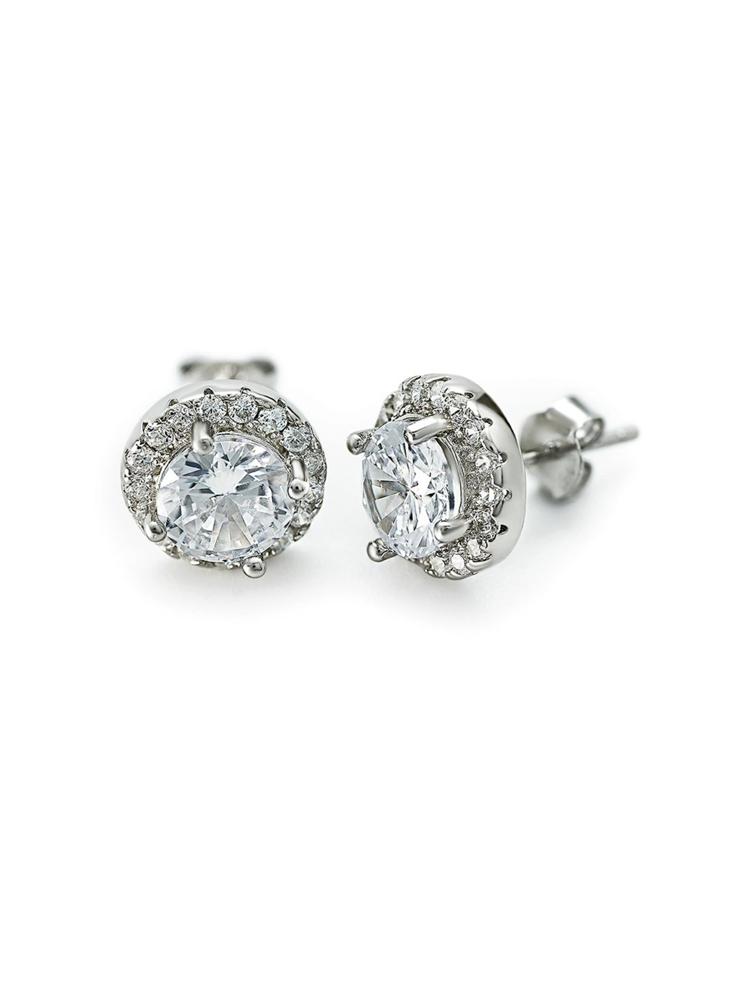 Silberry 92.5 Sterling Silver Deluxe Crystal Stud Earrings for Women