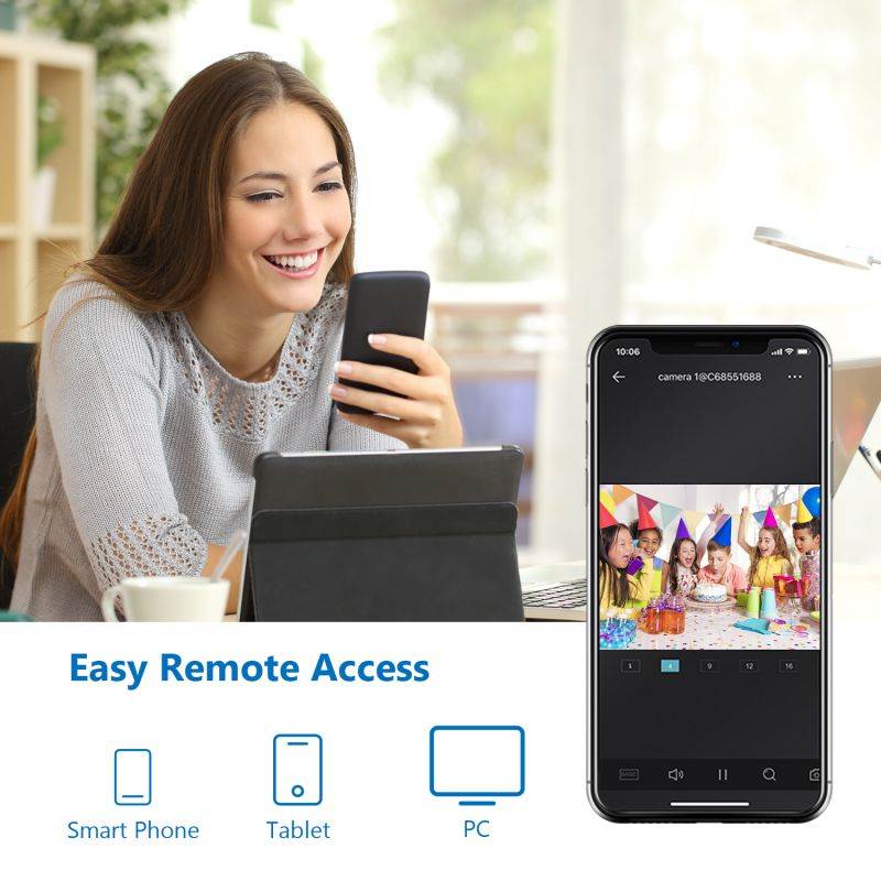 SANNCE 8CH 1080p Security Camera System 5-in-1 CCTV DVR Recorder and 4X Waterproof Wired Video Surveillance Cameras with 100 ft Night Vision, Motion Alert, Remote Access For Home