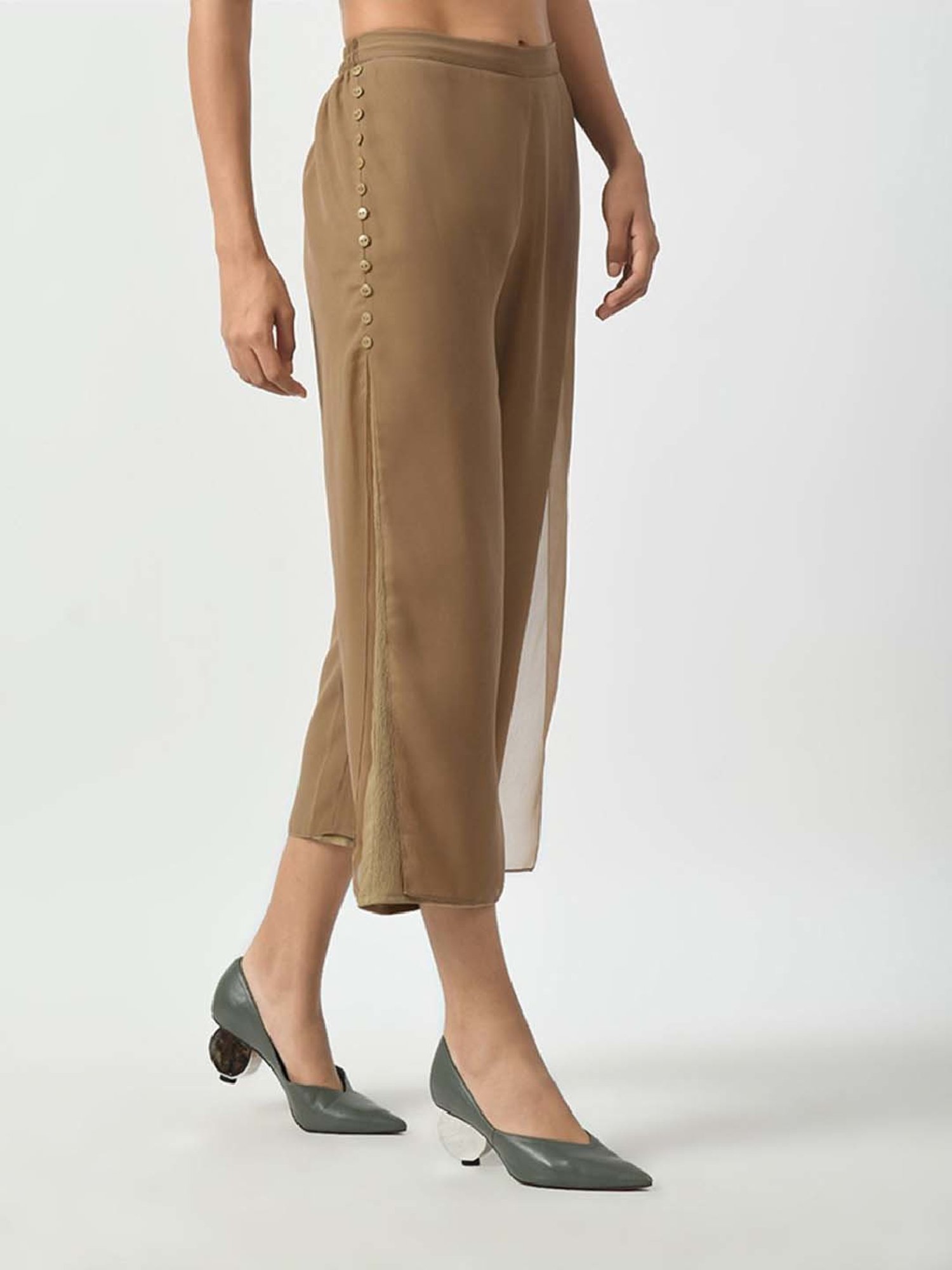Office & You Brown Mid Rise Palazzos