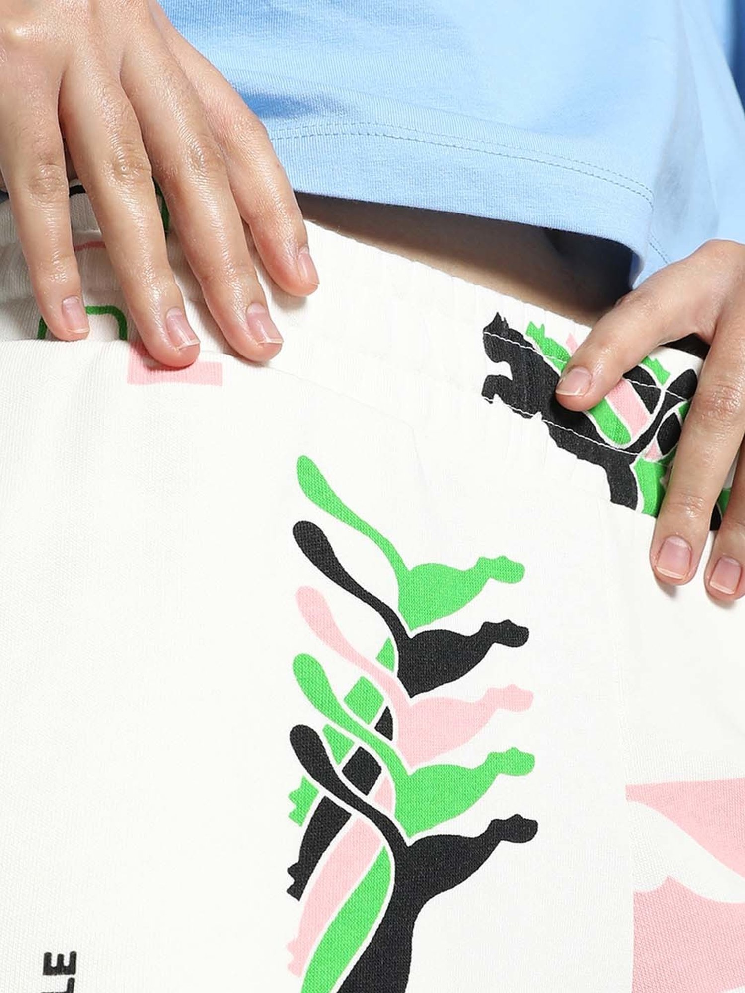 Puma White Cotton Printed Sports Track Pants