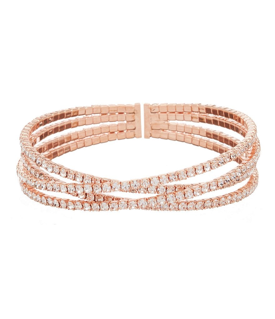 Cezanne Double Crisscross Rhinestone Cuff Bracelet