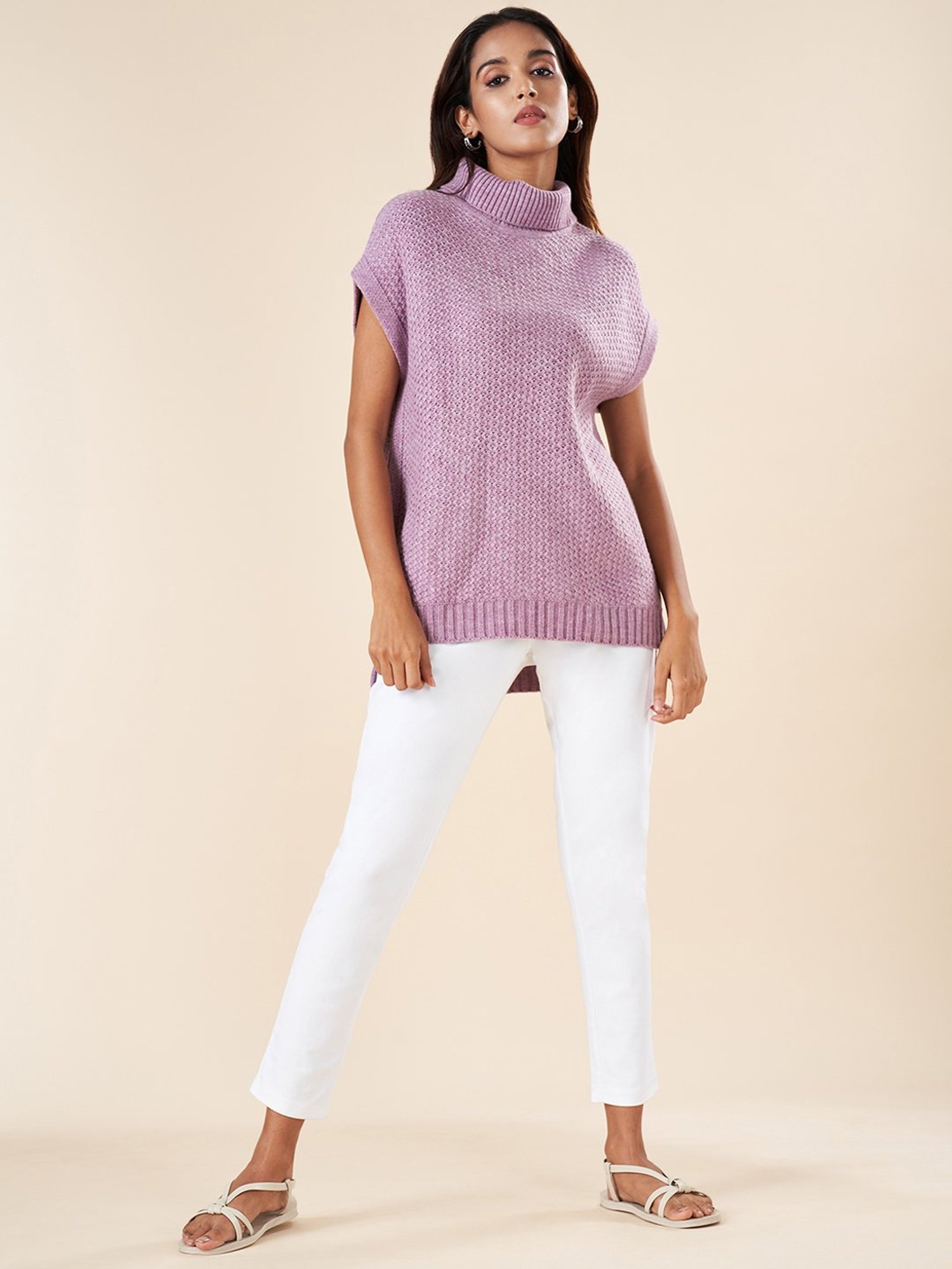 Akkriti by Pantaloons Purple Self Pattern Sweater