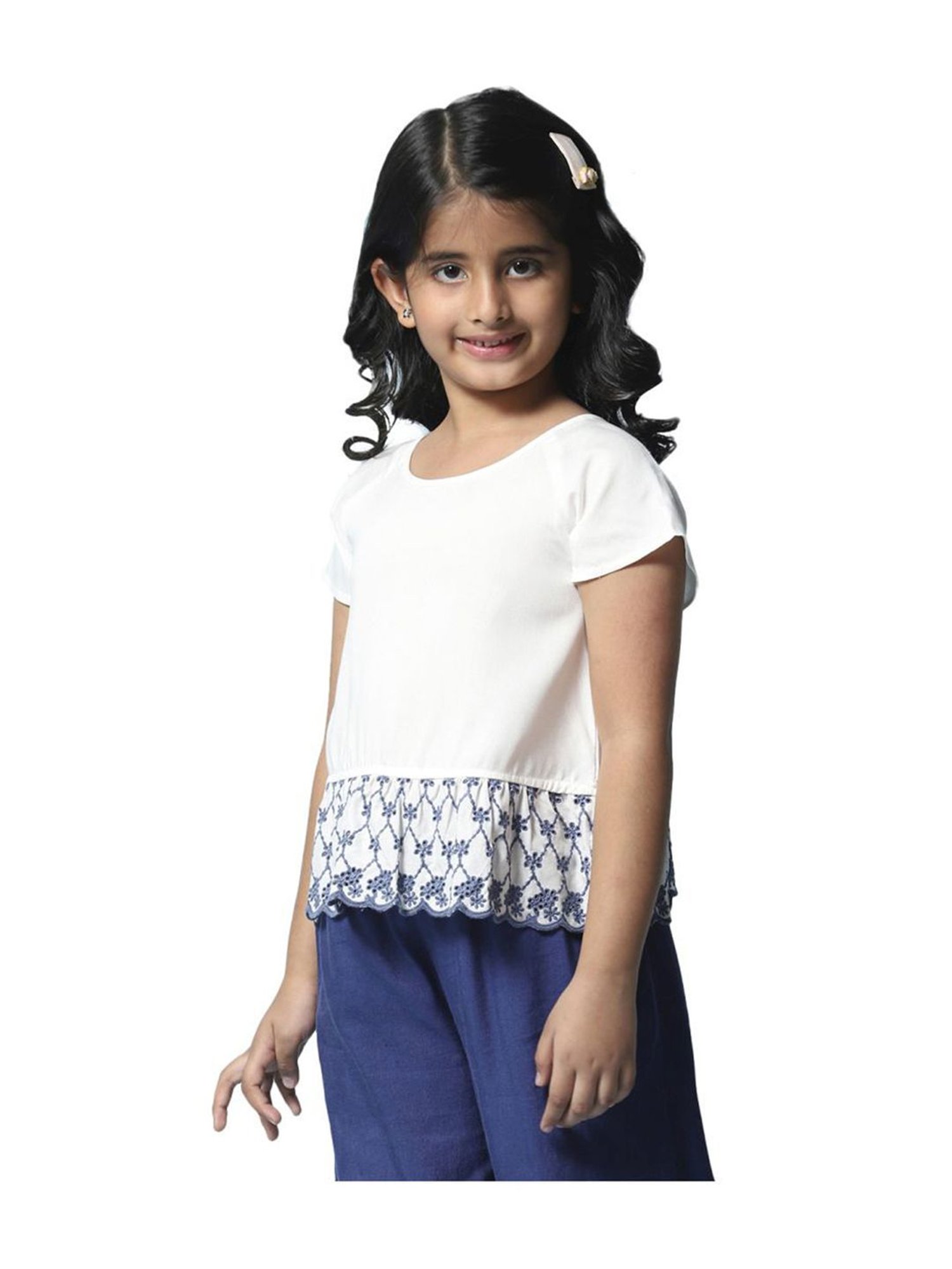 Biba Girls White Regular Fit Top