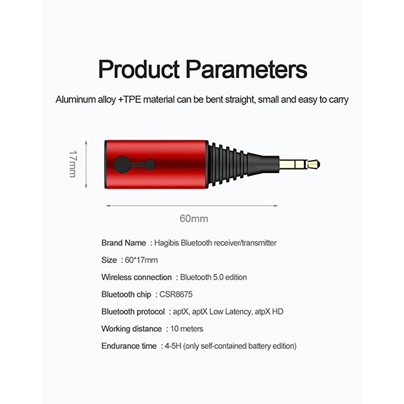 Bluetooth 50 Transmitter Receiver 2 in 1 Wireless aptX LL Audio 35mm Jack Adapter Support aptX Low Latency for TVCarNintendo SwitchSpeaker Support RX TWS TX 1 to 2 Red