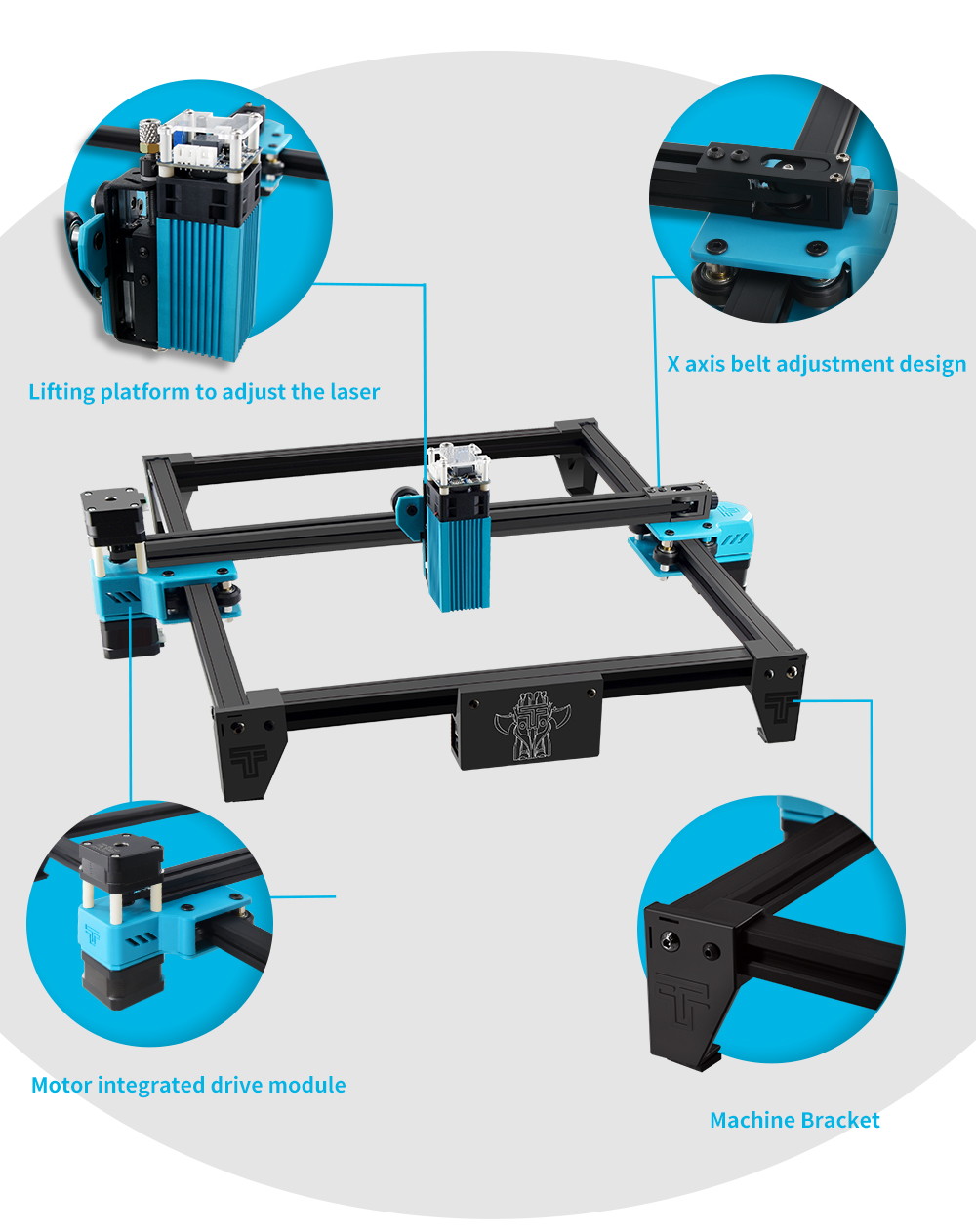 Powerful laser engraving machine, LKS mini motherboard, 300mmX300mmX36mm, 5500mW laser power, image engraving, text engraving, contour engraving, support Windows XP, Win7, Win8, Win10, Mac system