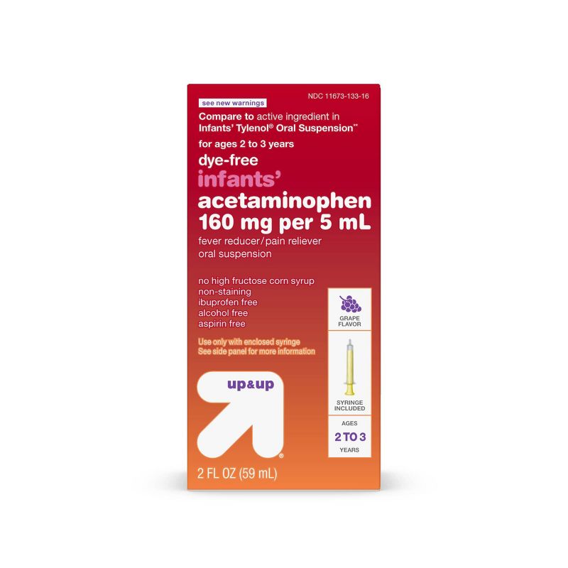 Infants' Dye-Free Acetaminophen Fever Reducer/Pain Reliever Liquid - Grape - 2 fl oz - up & up™