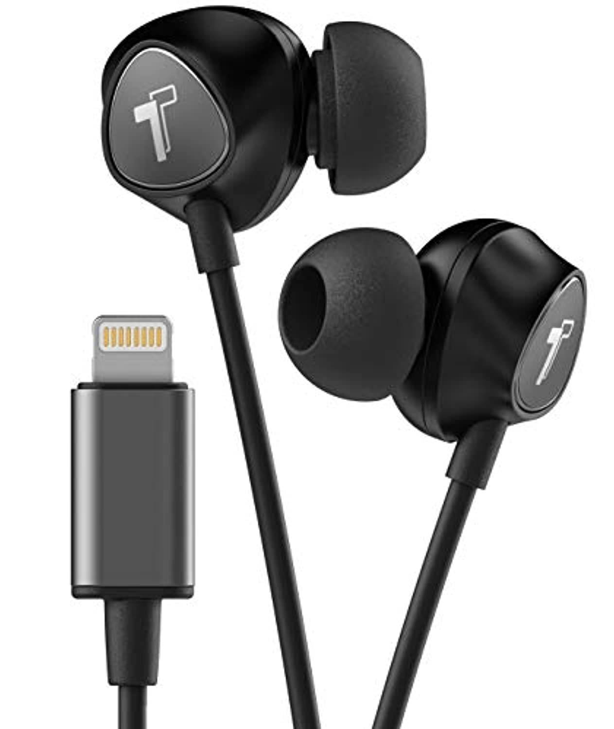 Thore Wired iPhone Headphones with Lightning Connector Earphones - MFi Certified by Apple Earbuds Wired in-Ear Microphone and Volume Remote for iPhone 12 Mini, XR, XS Max, 11, 11 Pro,7,8 Plus (V100BK)