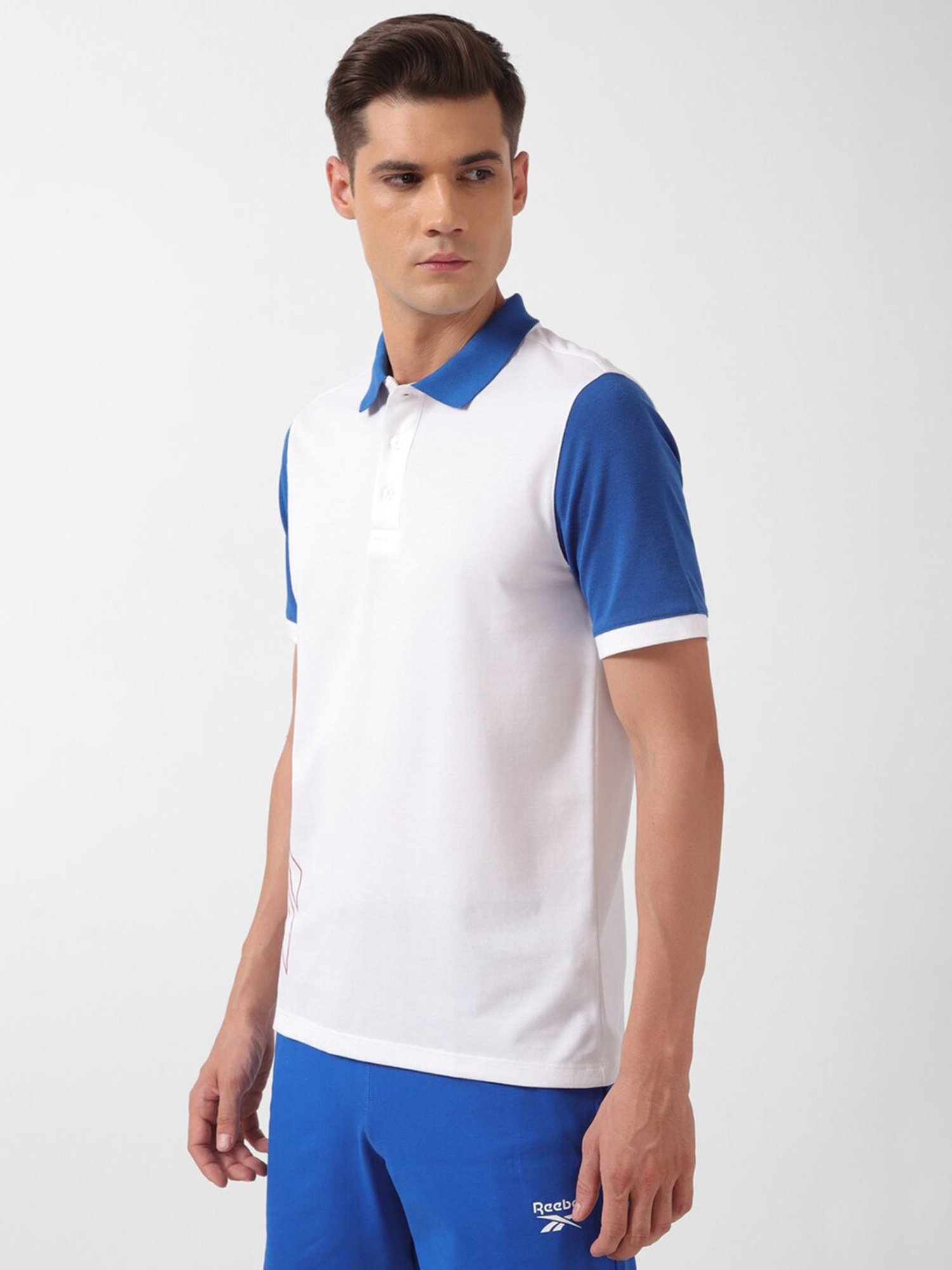 Reebok White Regular Fit Sports Polo T-Shirt
