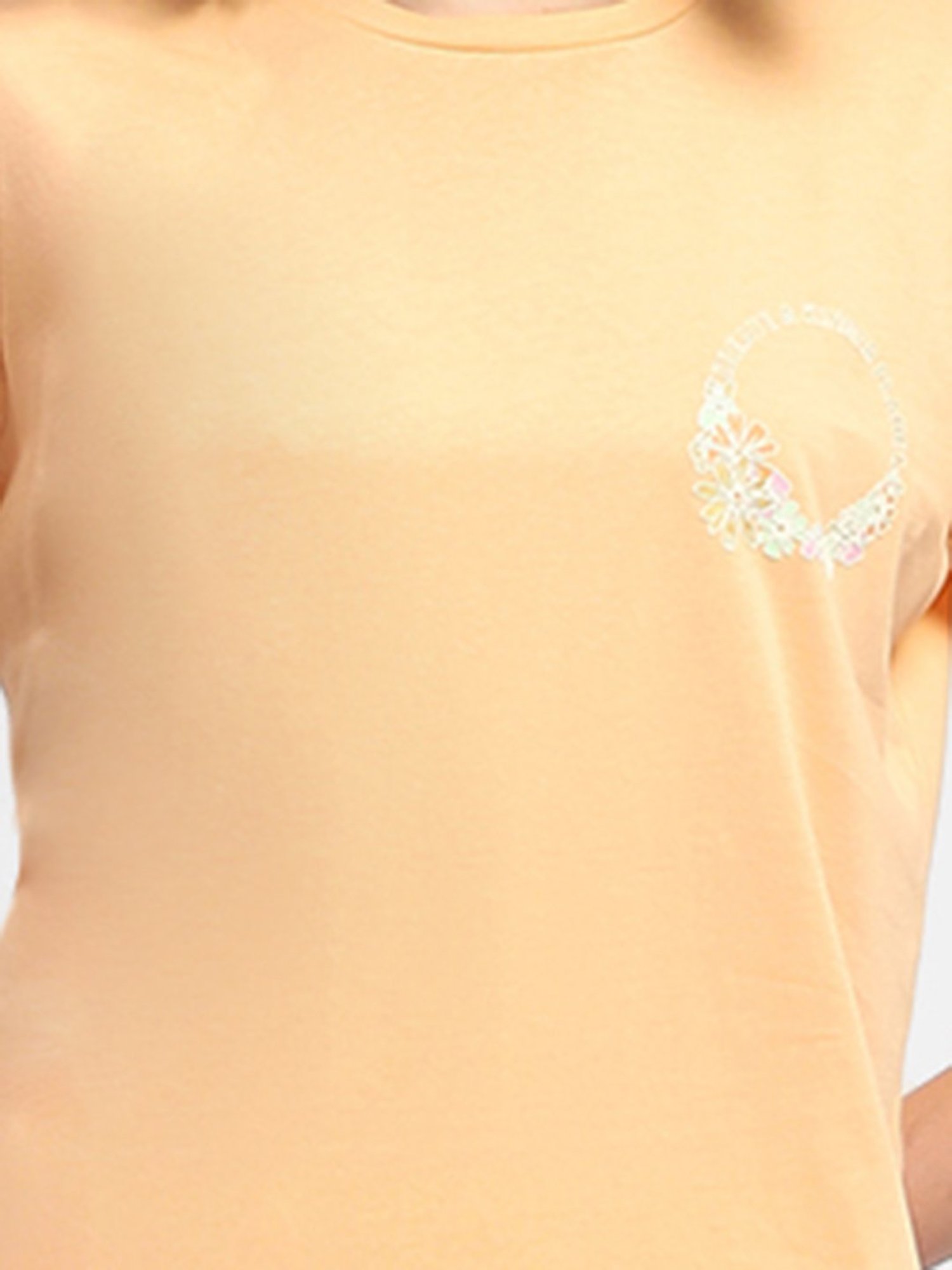 MADAME M Secret Orange Cotton Striped T-Shirt With Pyjamas