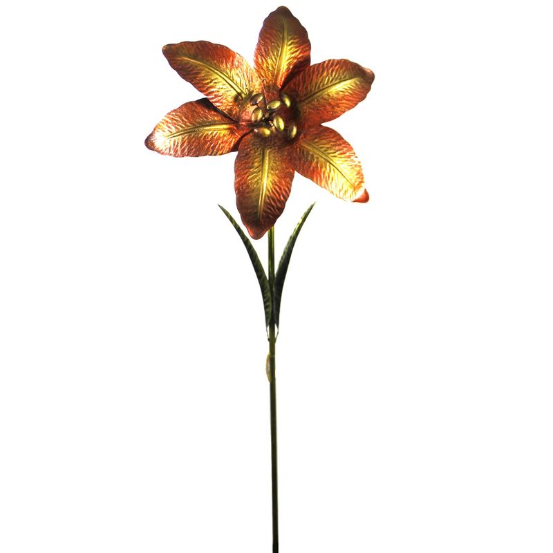 Home & Garden 60.0" Giant Flower Stake Orange Hand Painted Textured Regal Art & Gift  -  Decorative Garden Stakes